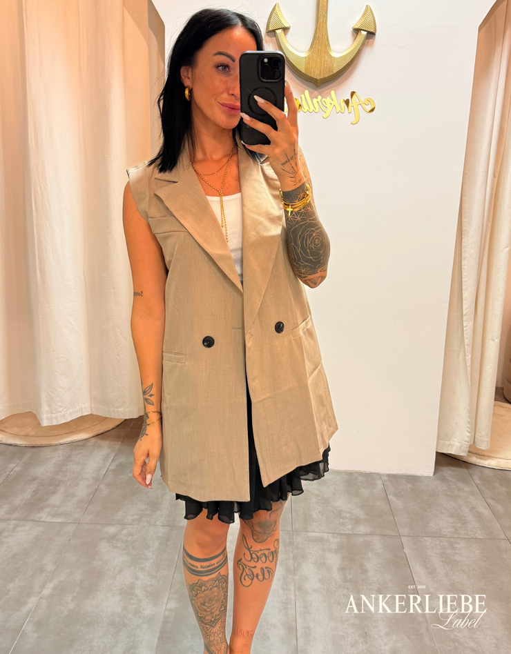 Valeria beige | Ärmellose Blazerweste