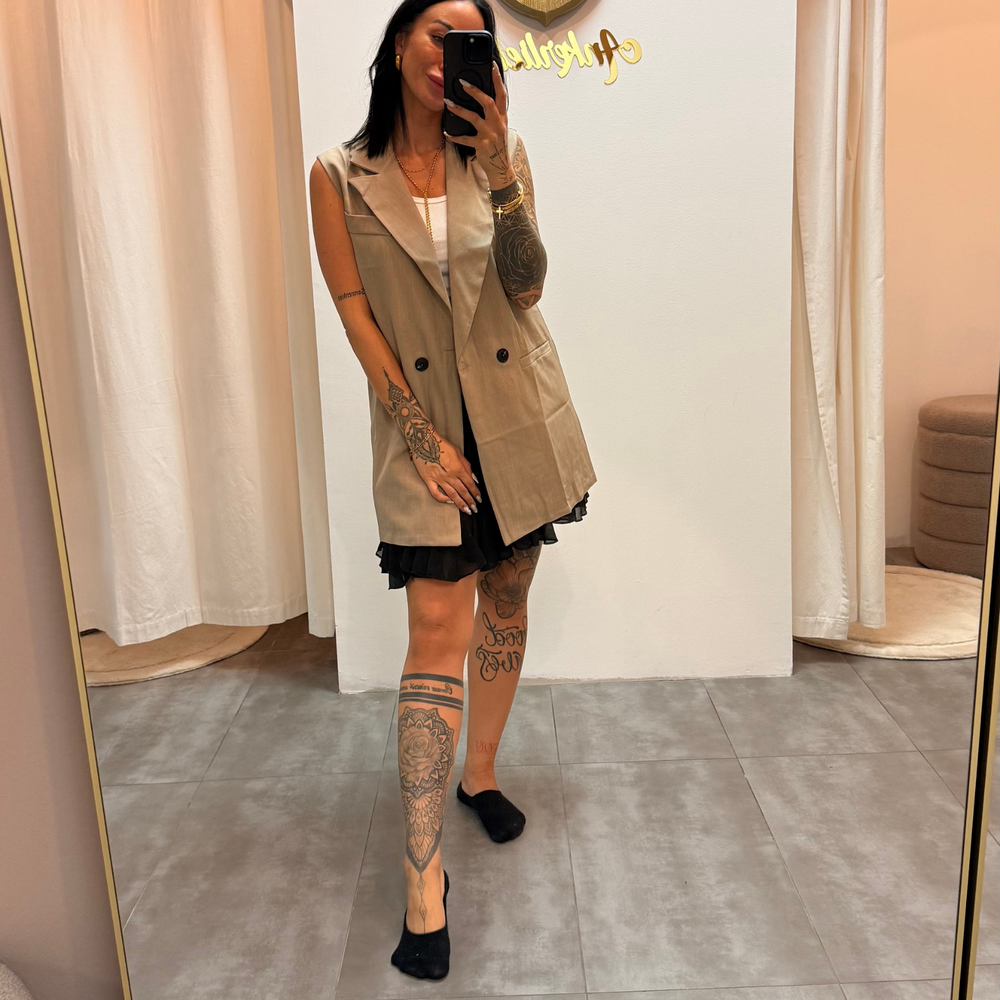 Valeria beige | Ärmellose Blazerweste