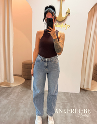 high rise ballon jean | washed blue