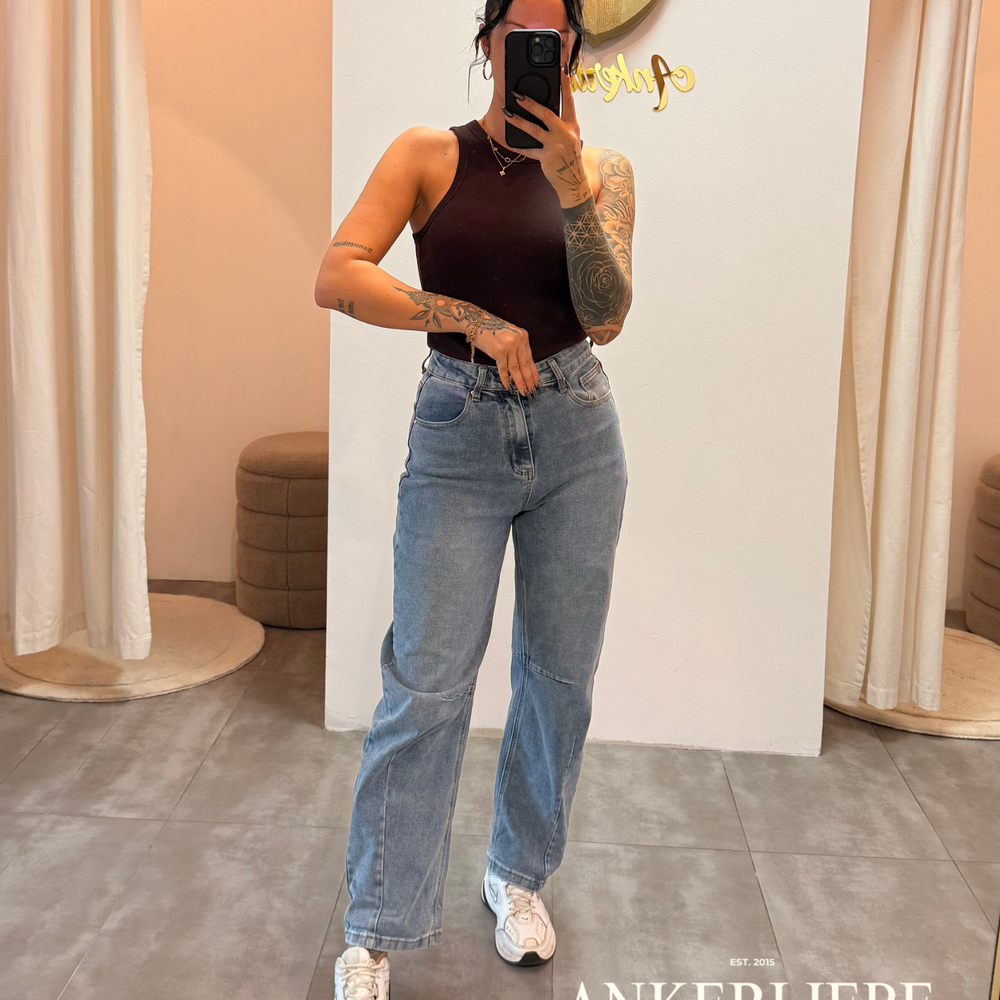 high rise ballon jean | washed blue