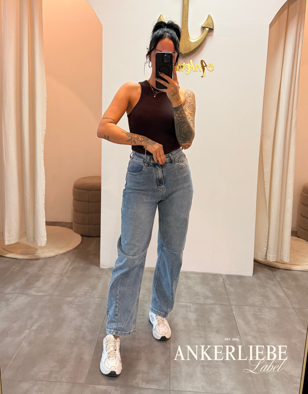 high rise ballon jean | washed blue