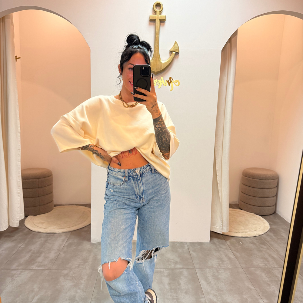 oversized 3/4 sweater shirt | creme