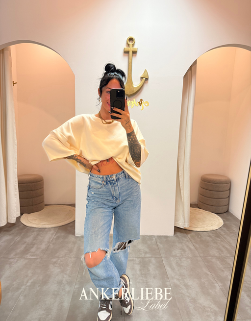 oversized 3/4 sweater shirt | creme