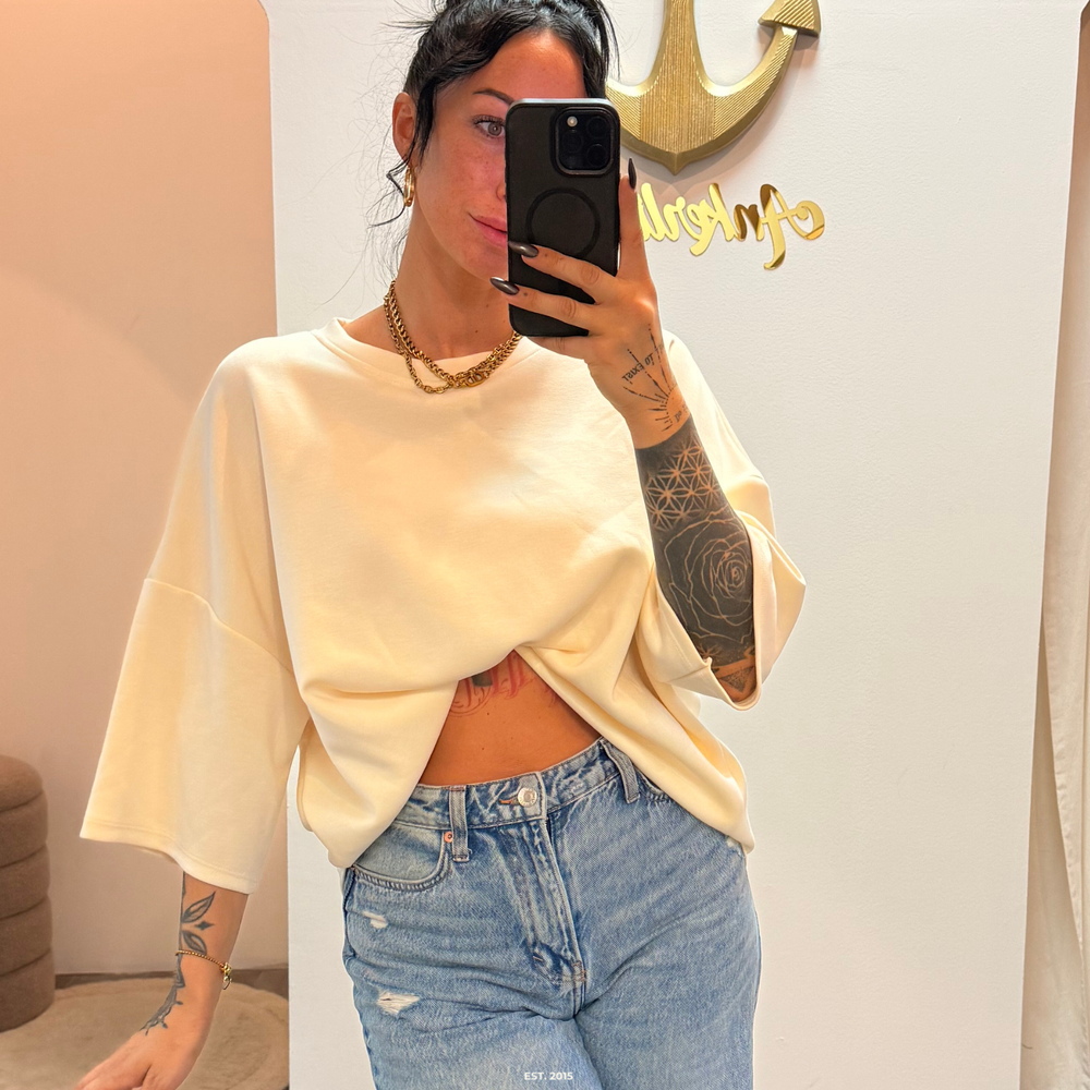oversized 3/4 sweater shirt | creme