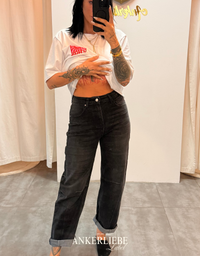 high rise ballon jean | schwarz