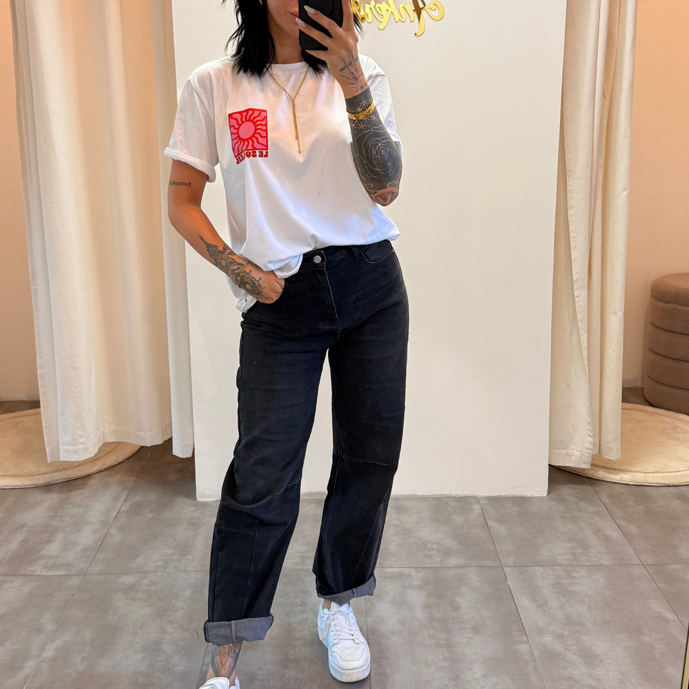 high rise ballon jean | schwarz