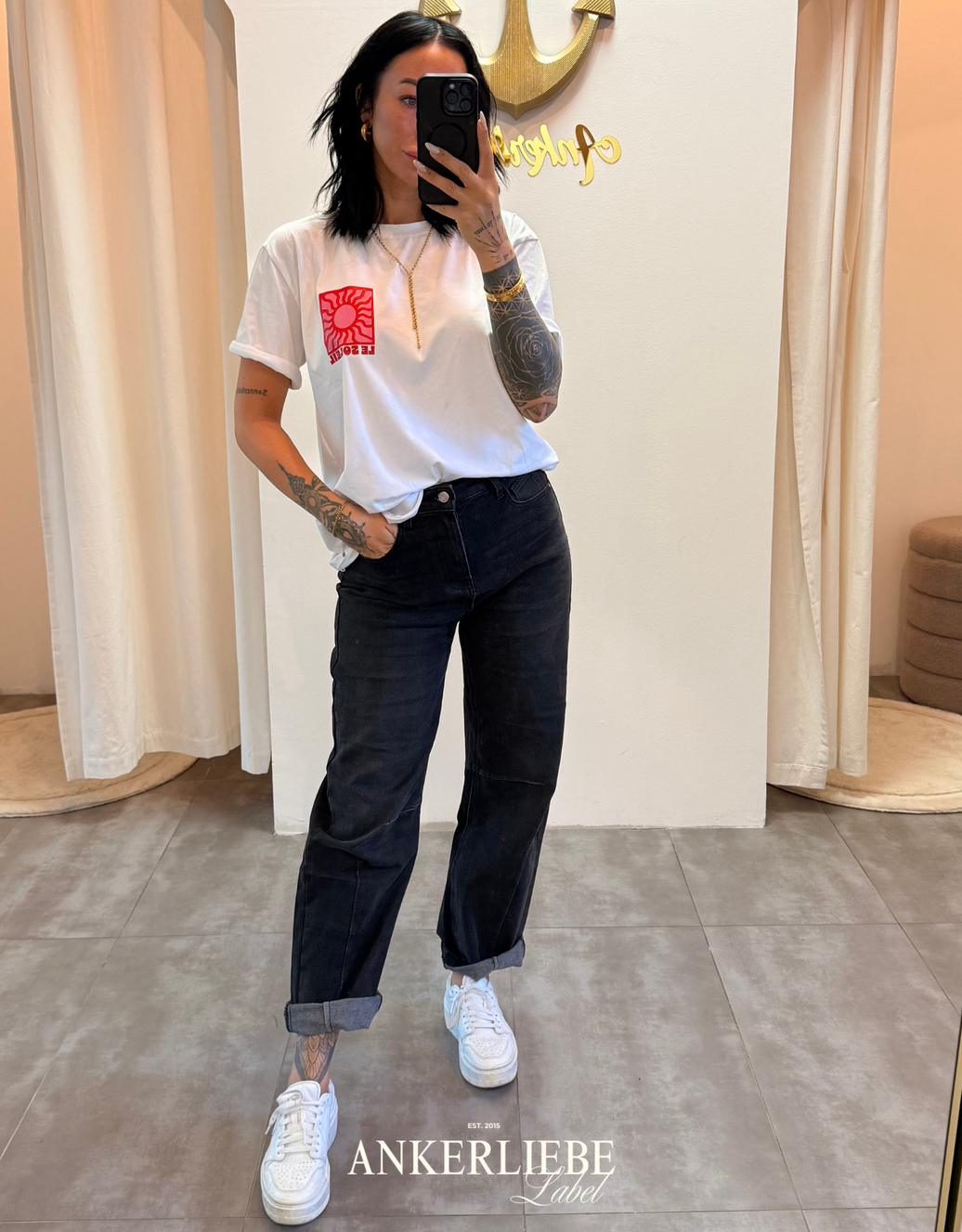 high rise ballon jean | schwarz