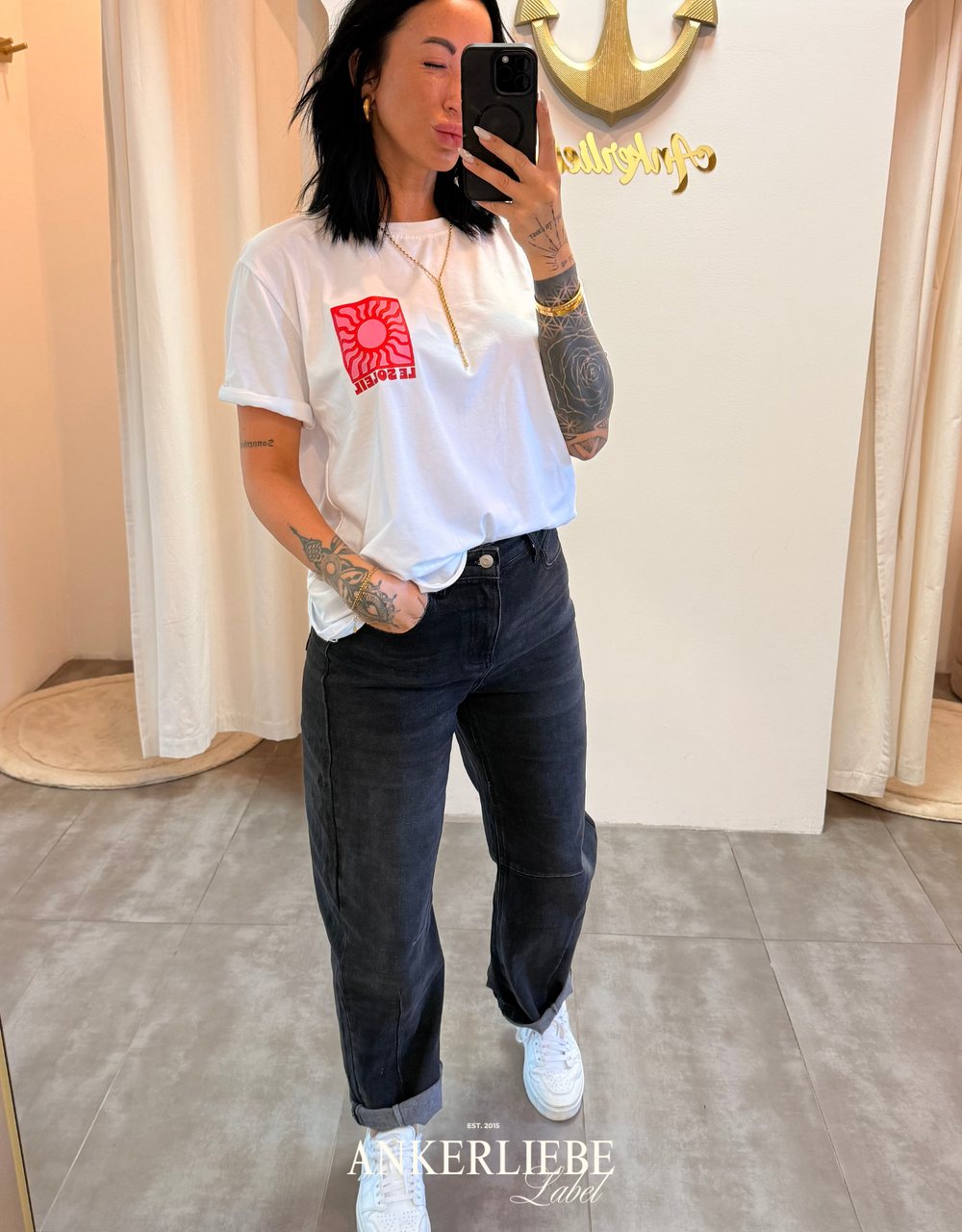 high rise ballon jean | schwarz