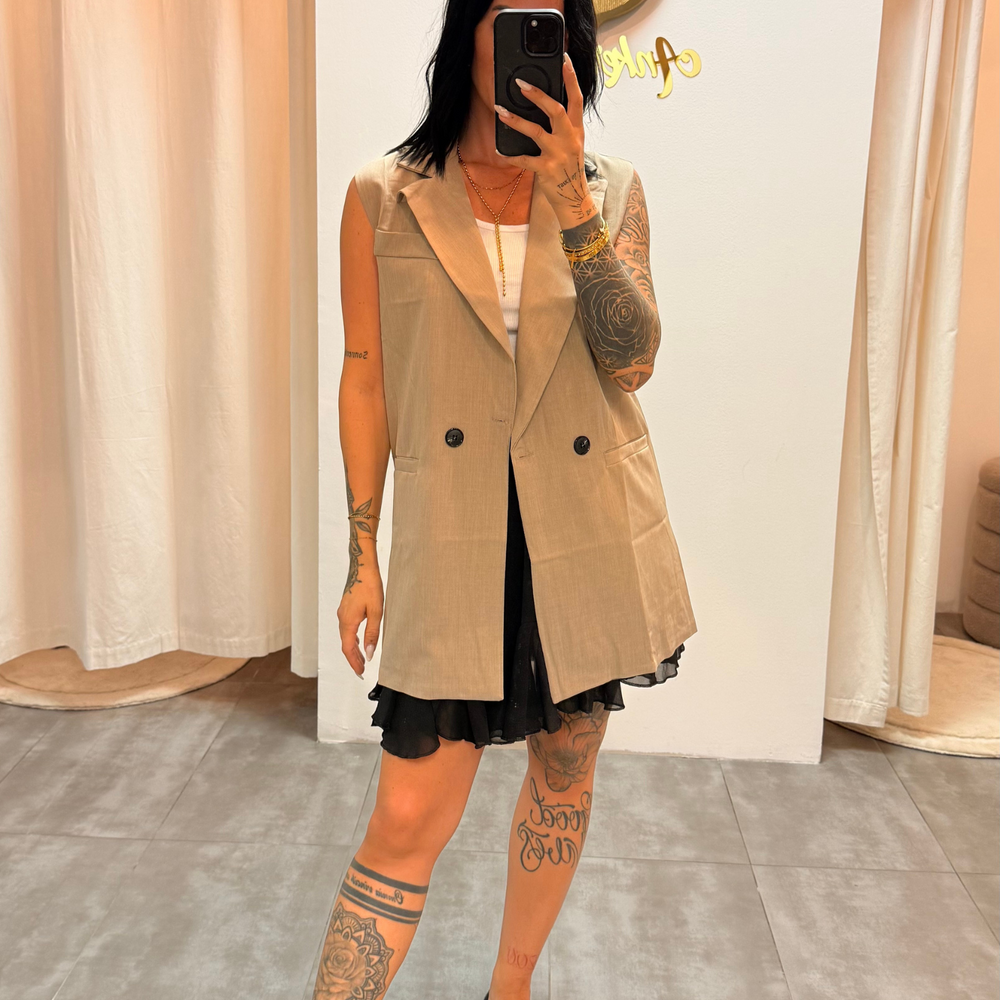 Valeria beige | Ärmellose Blazerweste