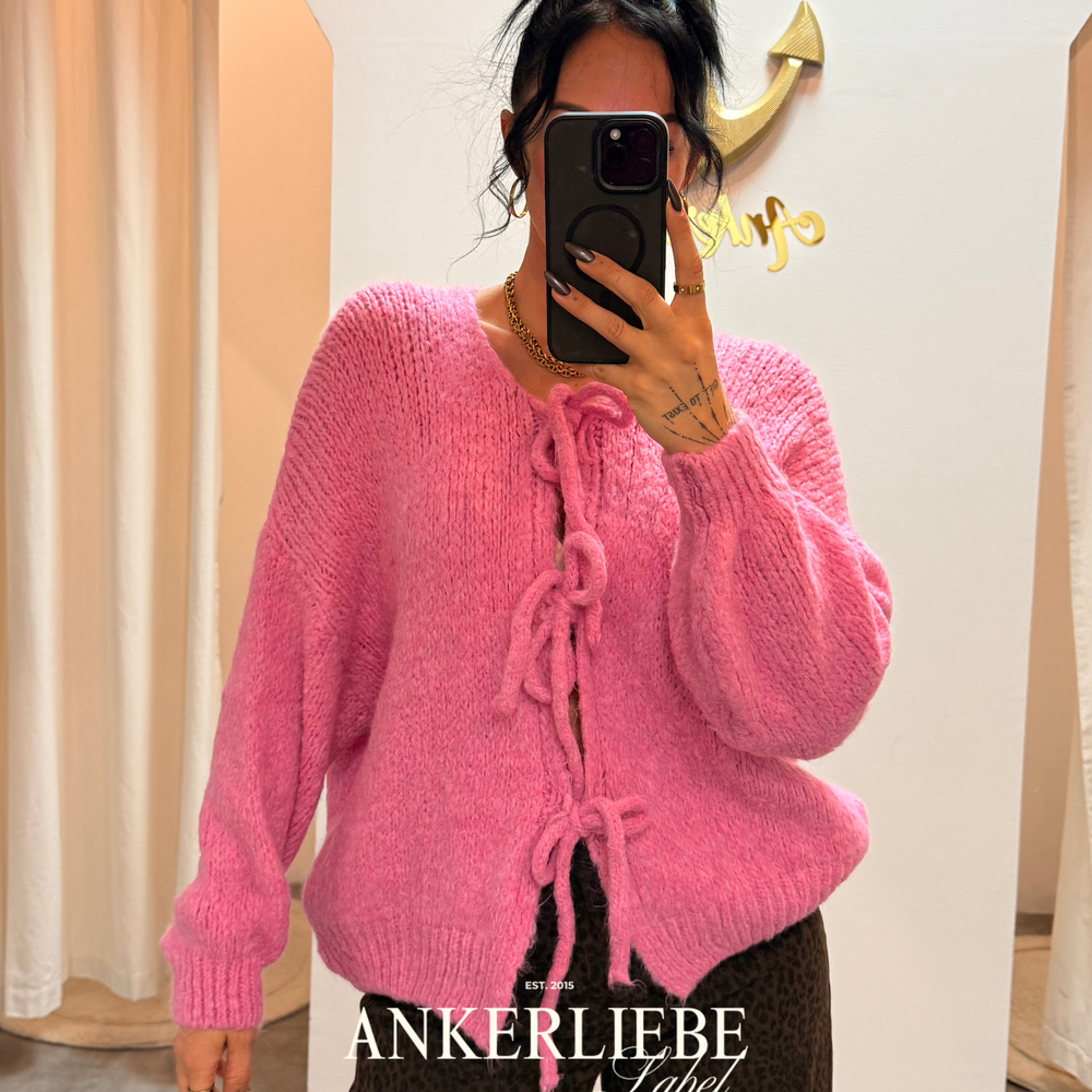 zoey bow rosa | cardigan