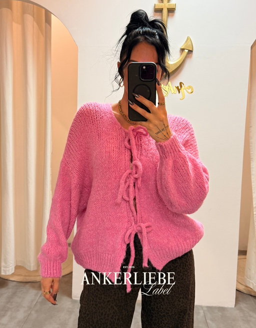 zoey bow rosa | cardigan