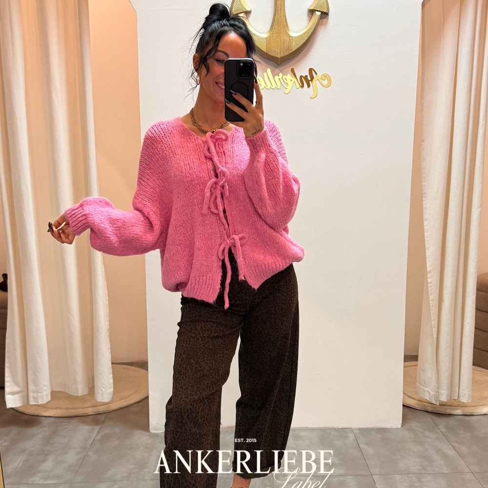 zoey bow rosa | cardigan
