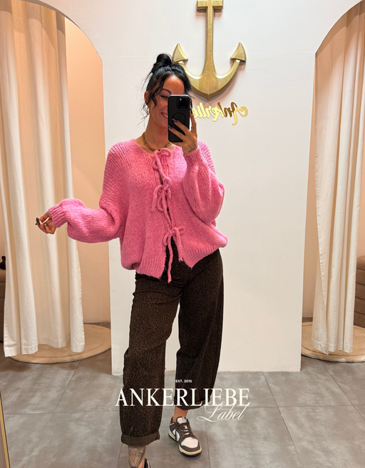 zoey bow rosa | cardigan