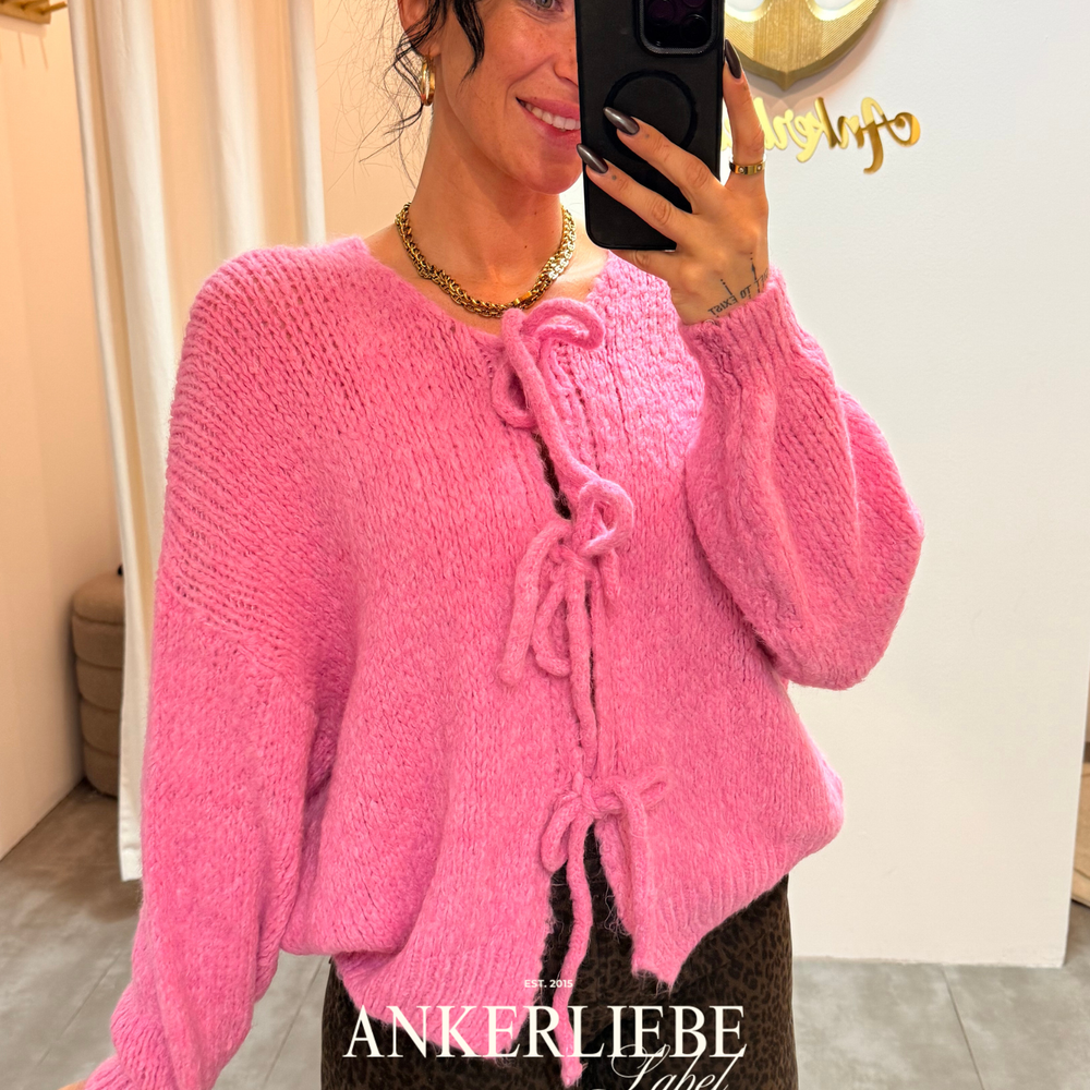 zoey bow rosa | cardigan