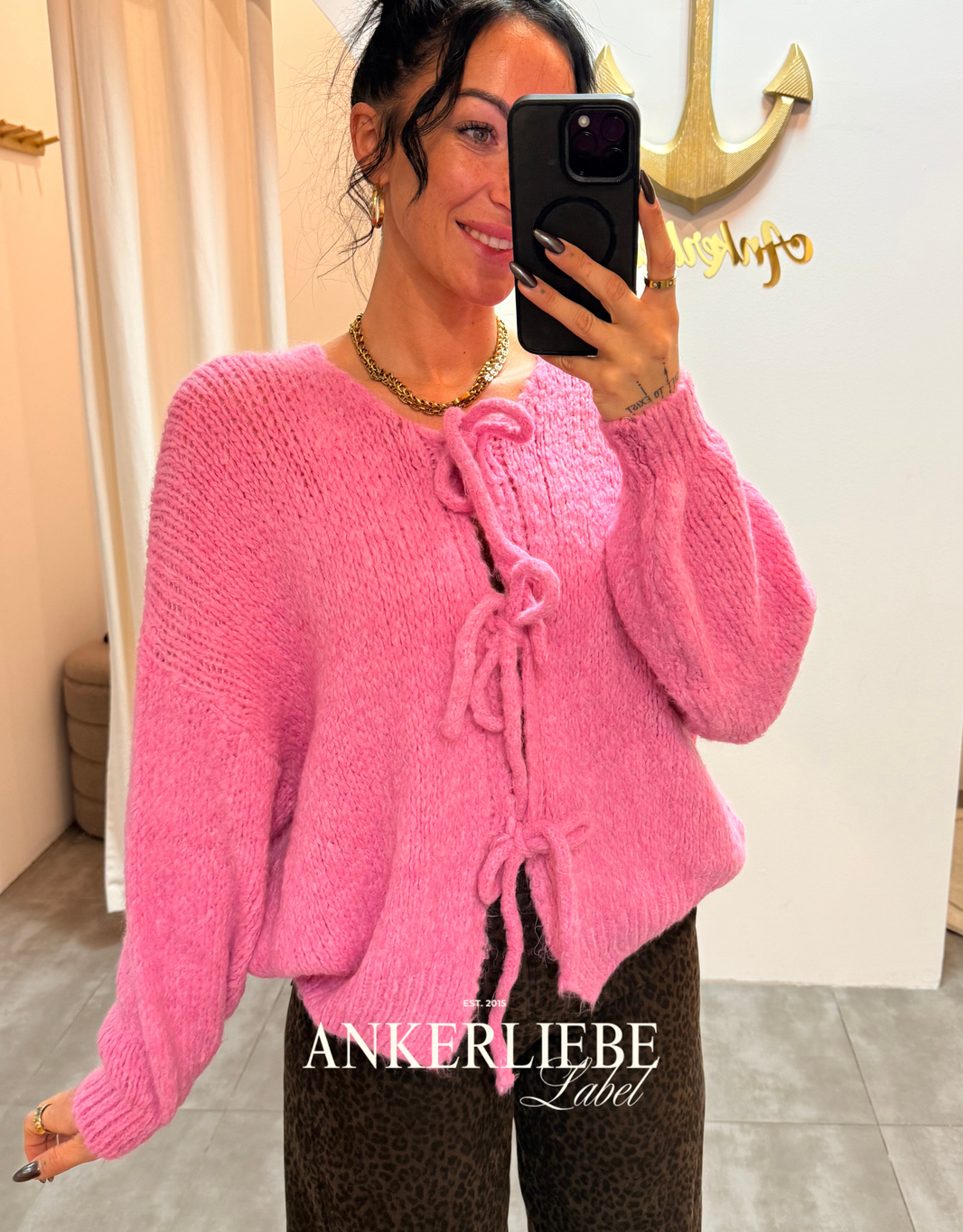 zoey bow rosa | cardigan