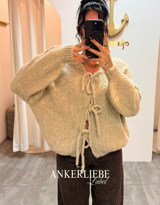 zoey bow beige | cardigan