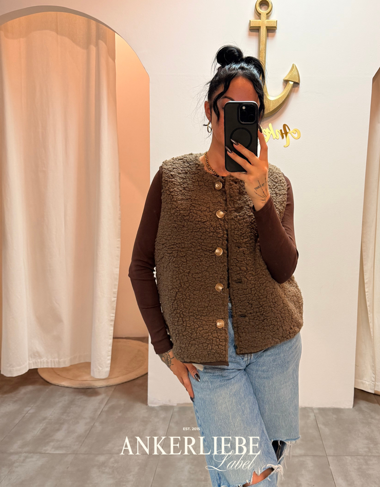 teddy vest | choco