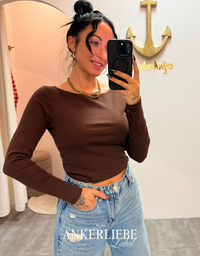 lyn longsleeve crop | chocolate