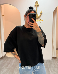 oversized 3/4 sweater shirt | schwarz