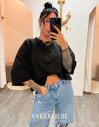 oversized 3/4 sweater shirt | schwarz