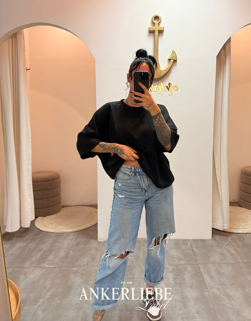 oversized 3/4 sweater shirt | schwarz