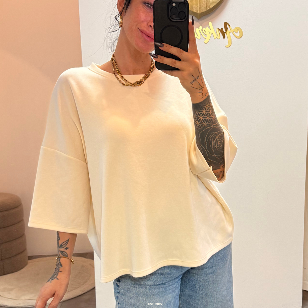 oversized 3/4 sweater shirt | creme