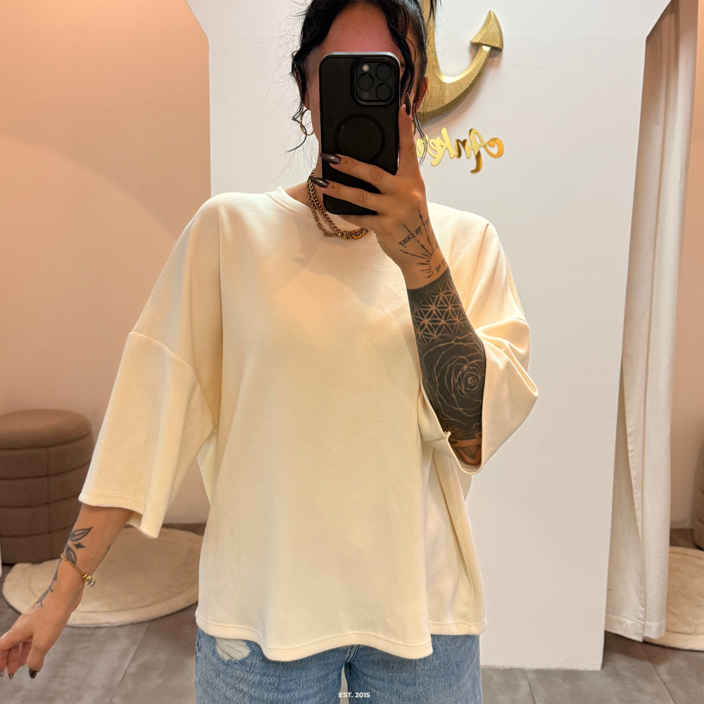 oversized 3/4 sweater shirt | creme