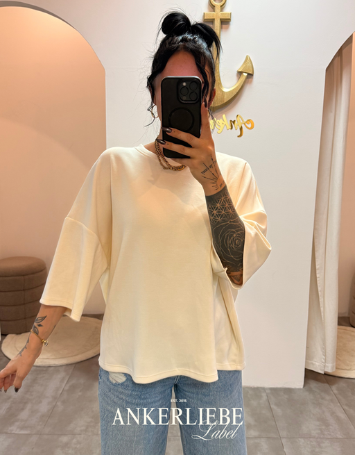 oversized 3/4 sweater shirt | creme