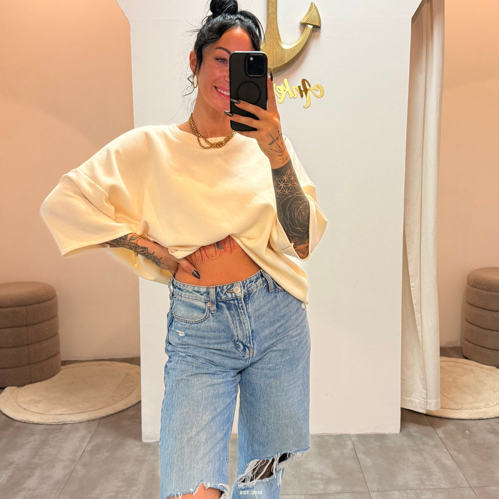 oversized 3/4 sweater shirt | creme