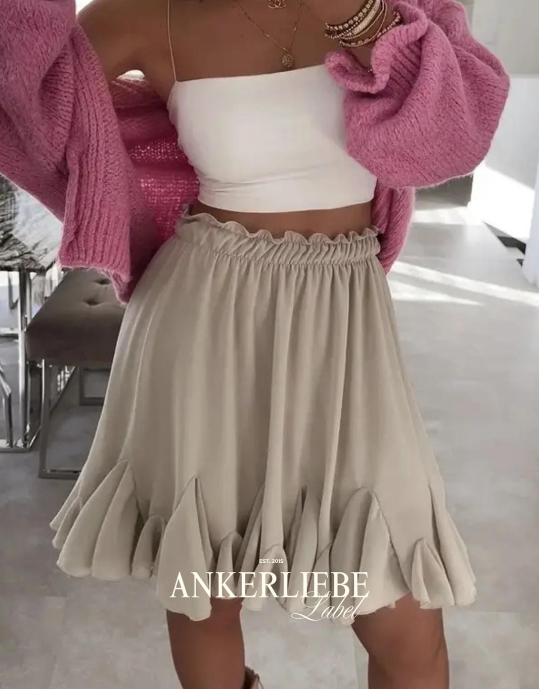 ruffle skirt | beige