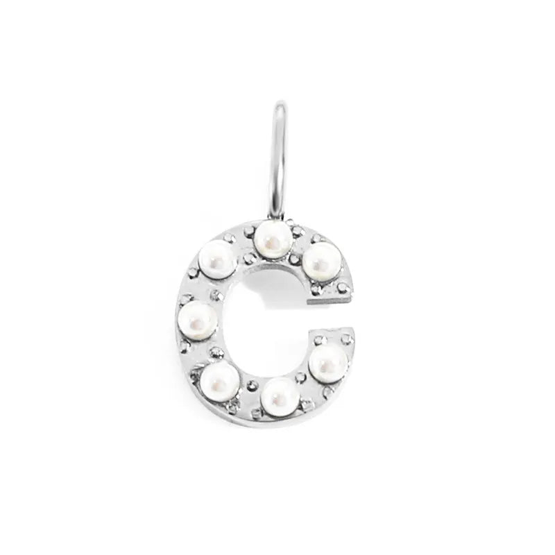 silver pearly buchstaben charm mini