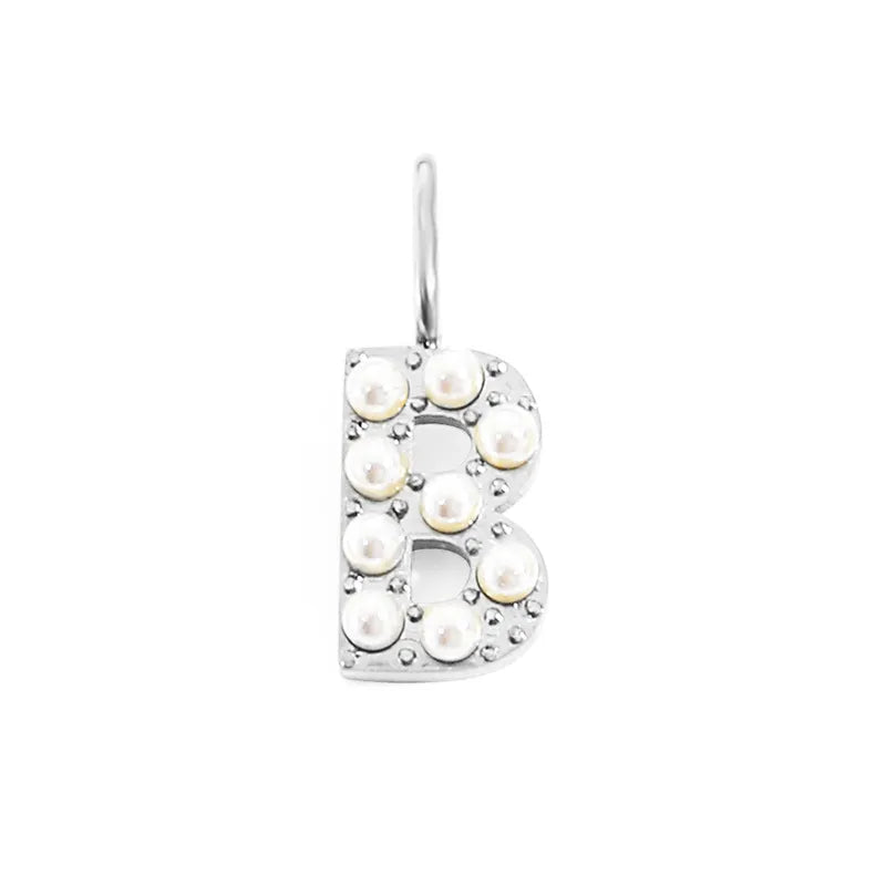silver pearly buchstaben charm mini