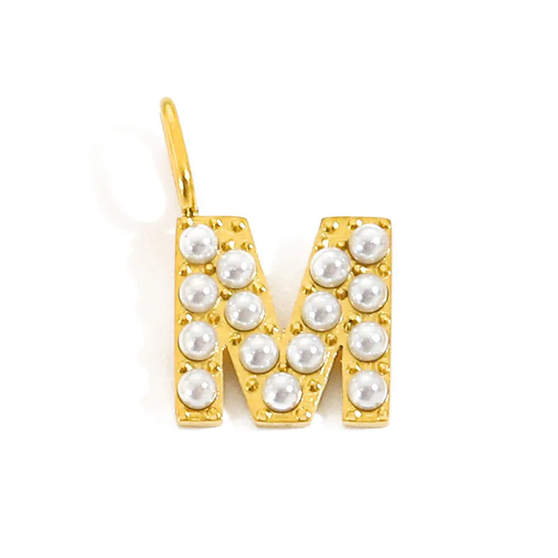 golden pearly buchstaben charm mini