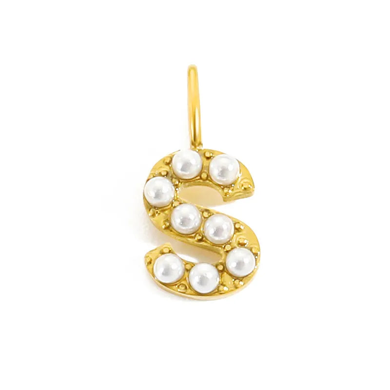 golden pearly buchstaben charm mini