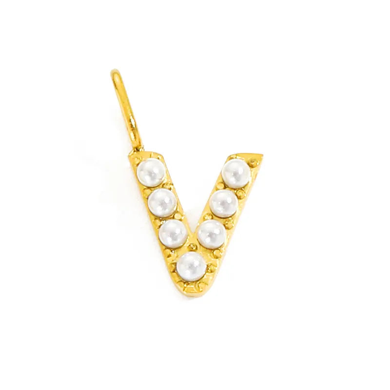 golden pearly buchstaben charm mini