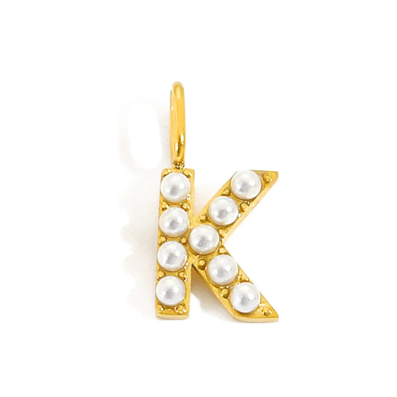 golden pearly buchstaben charm mini