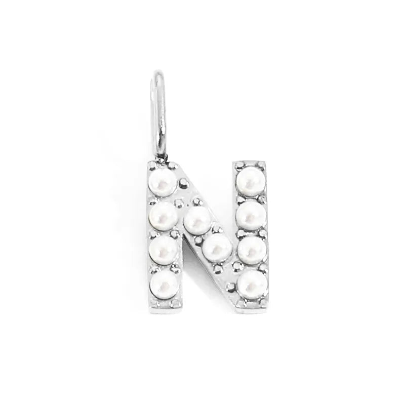 silver pearly buchstaben charm mini