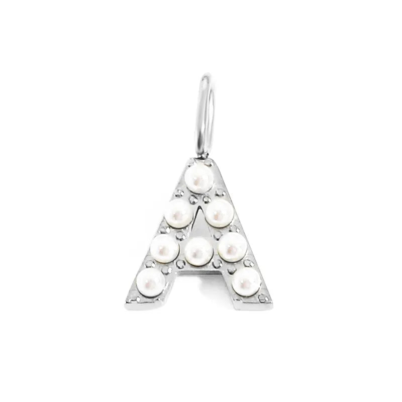 silver pearly buchstaben charm mini