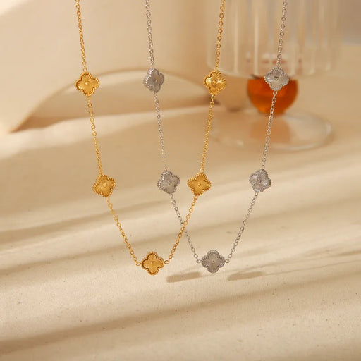 Wholesale-Jewelry-French-Style-Classic-Style-Commute-Four-Leaf-Clover-Flower-304-Stainless-Steel-18K-Gold-Plated-Pendant-Necklace (1)
