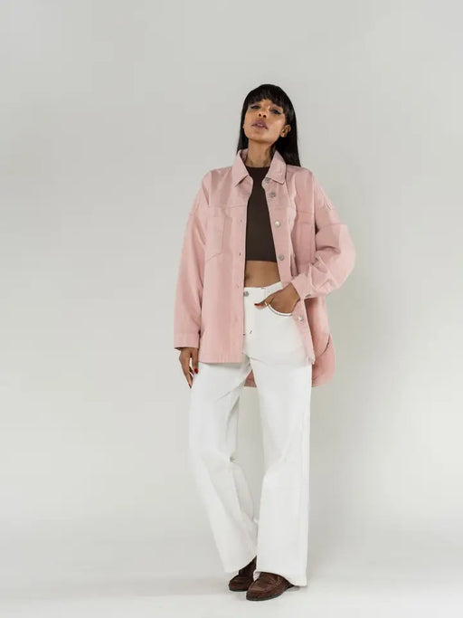 jeansjacke oversized | rosa