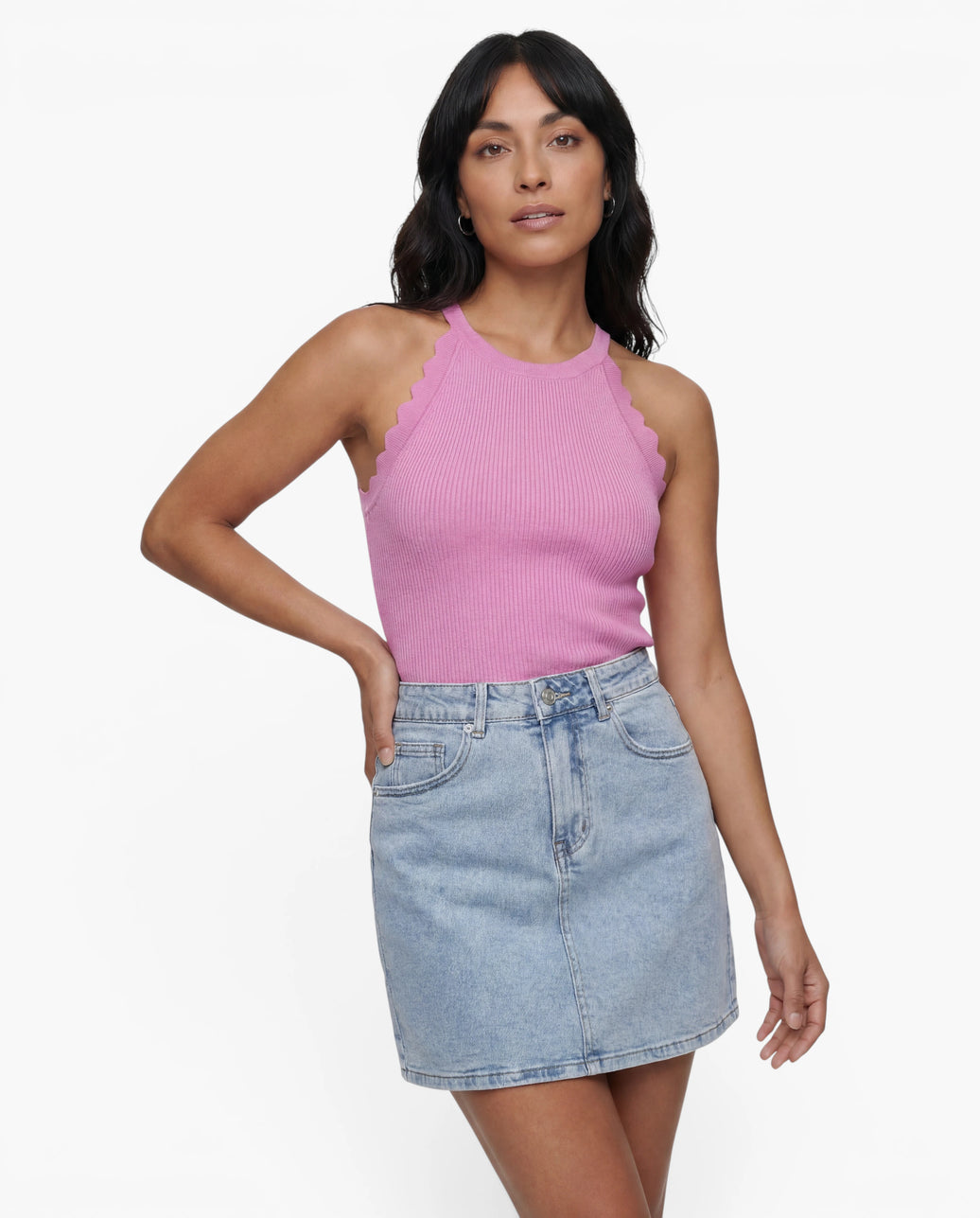 soft denim rock high waist | summer blue