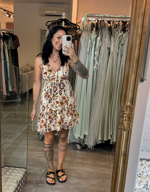 leichtes Sommerkleid mit Blumenprint | beige