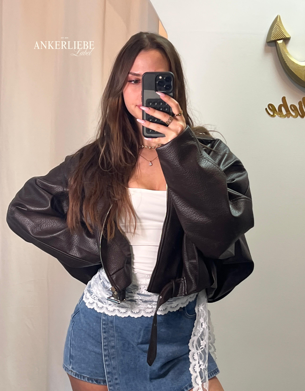 ballon lederjacke vegan | schoko