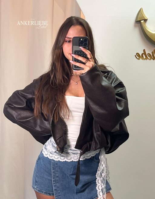 ballon lederjacke vegan | schoko