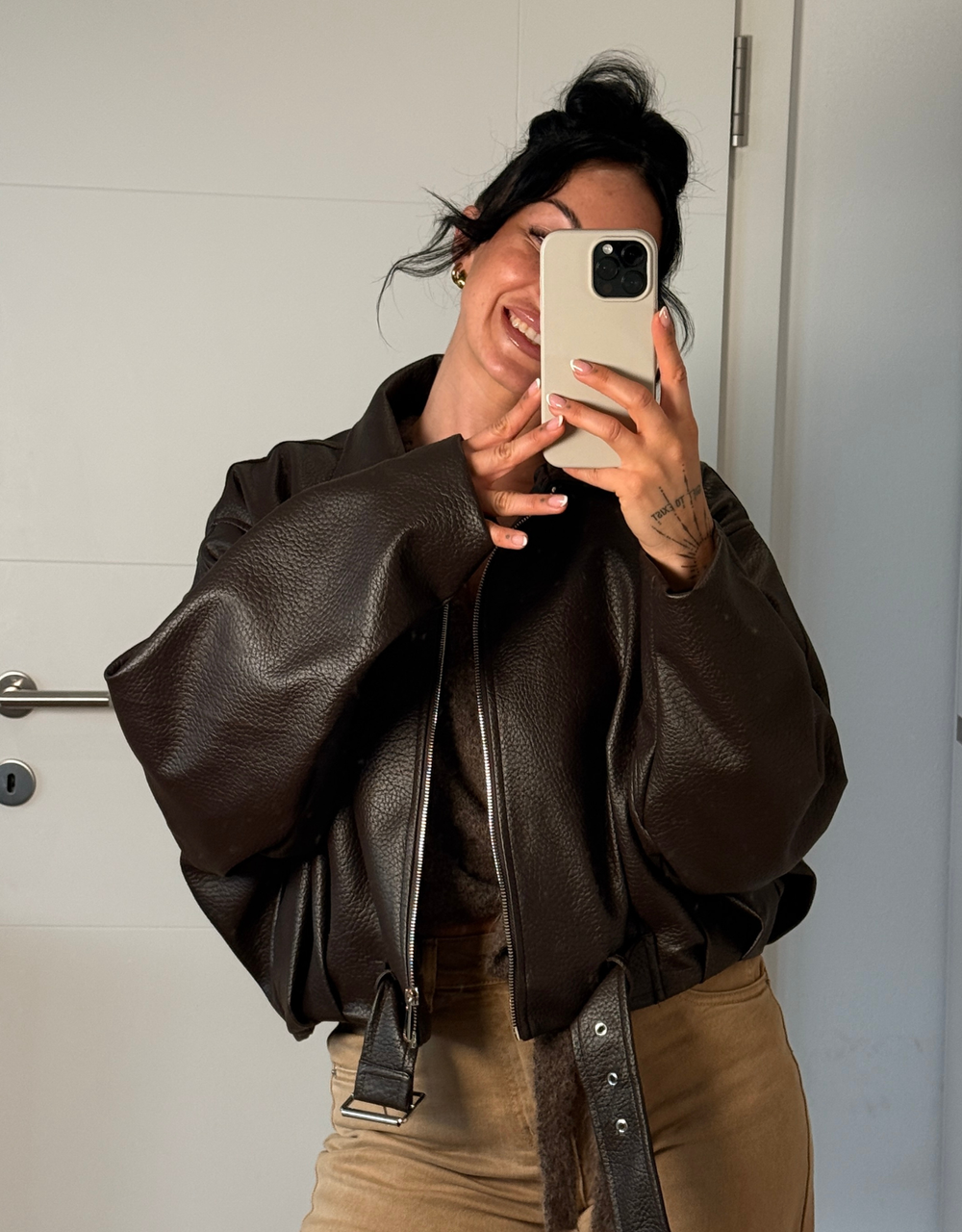 ballon lederjacke vegan | schoko