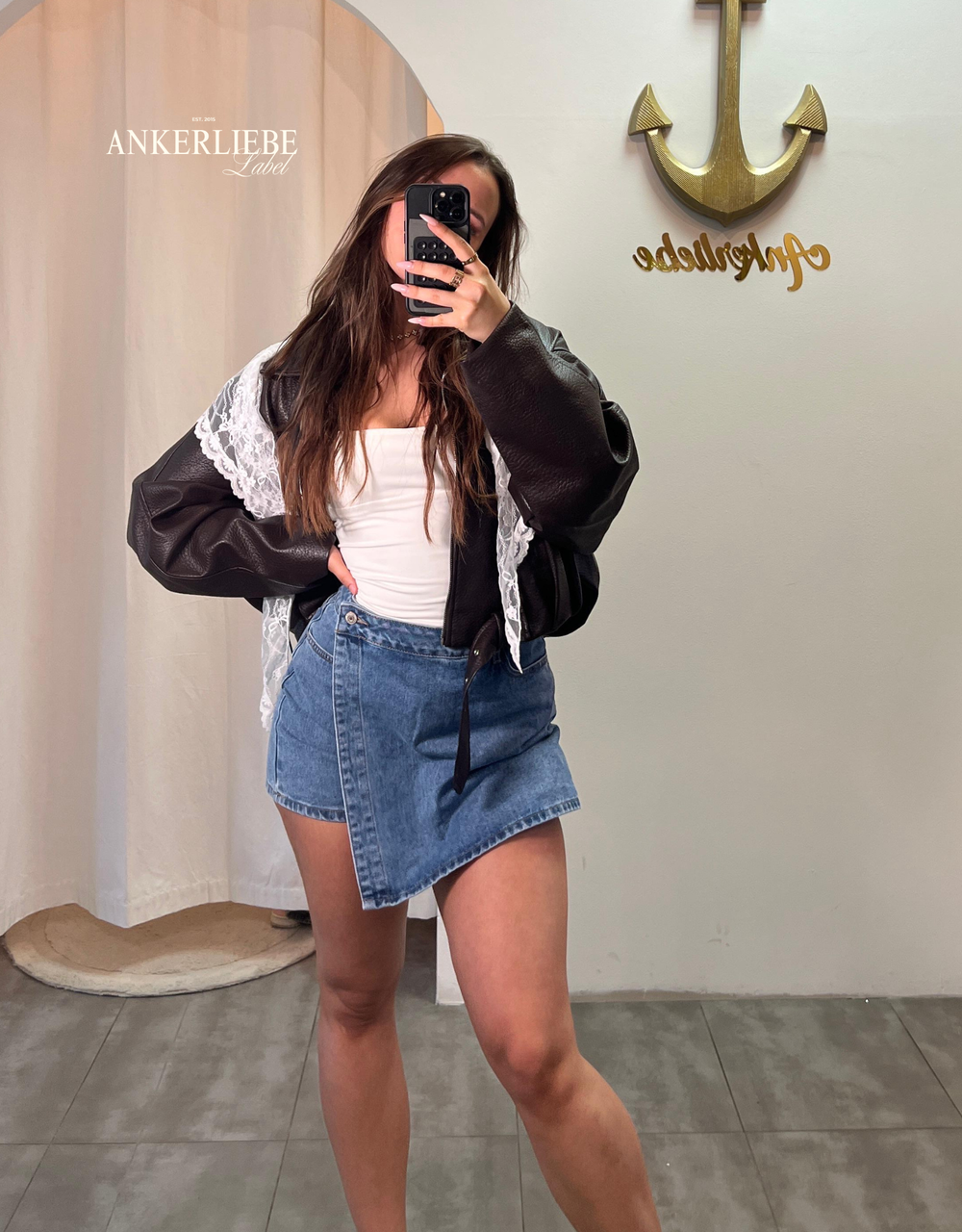 denim skort
