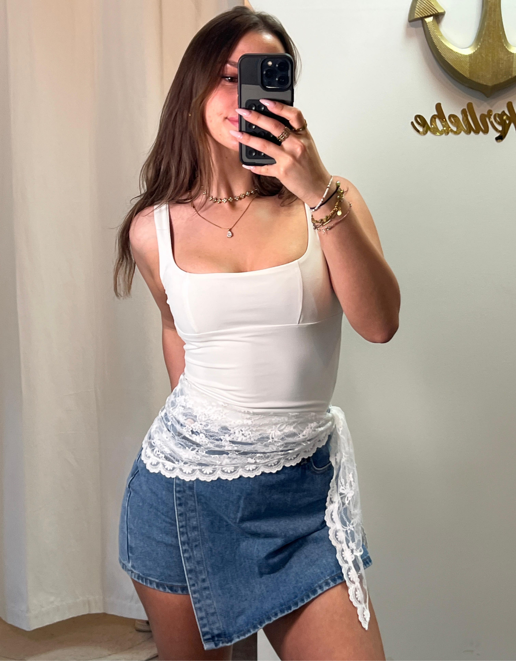 denim skort