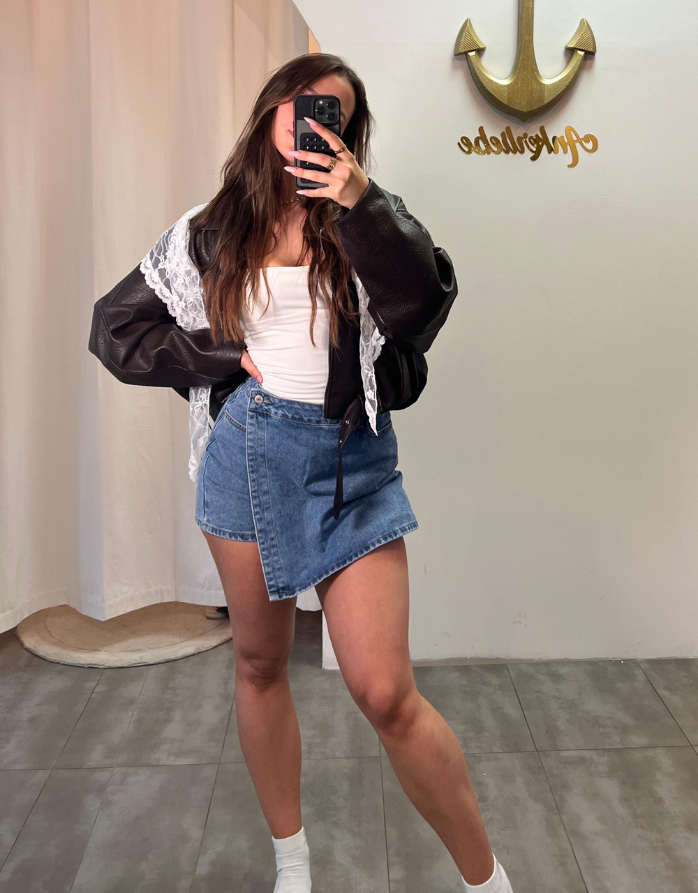 denim skort