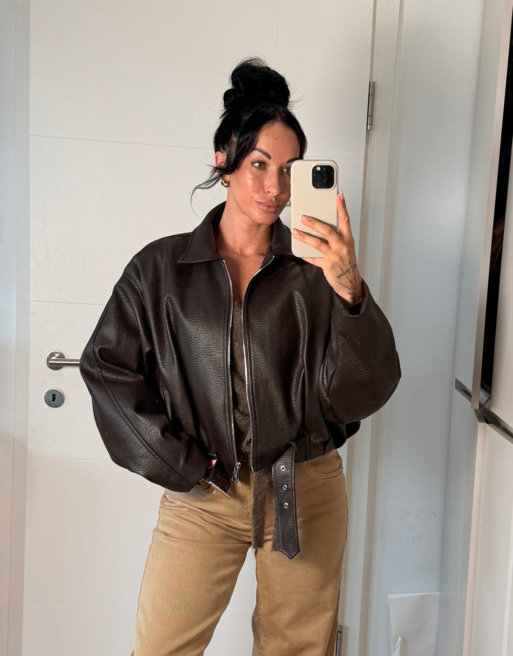 ballon lederjacke vegan | schoko