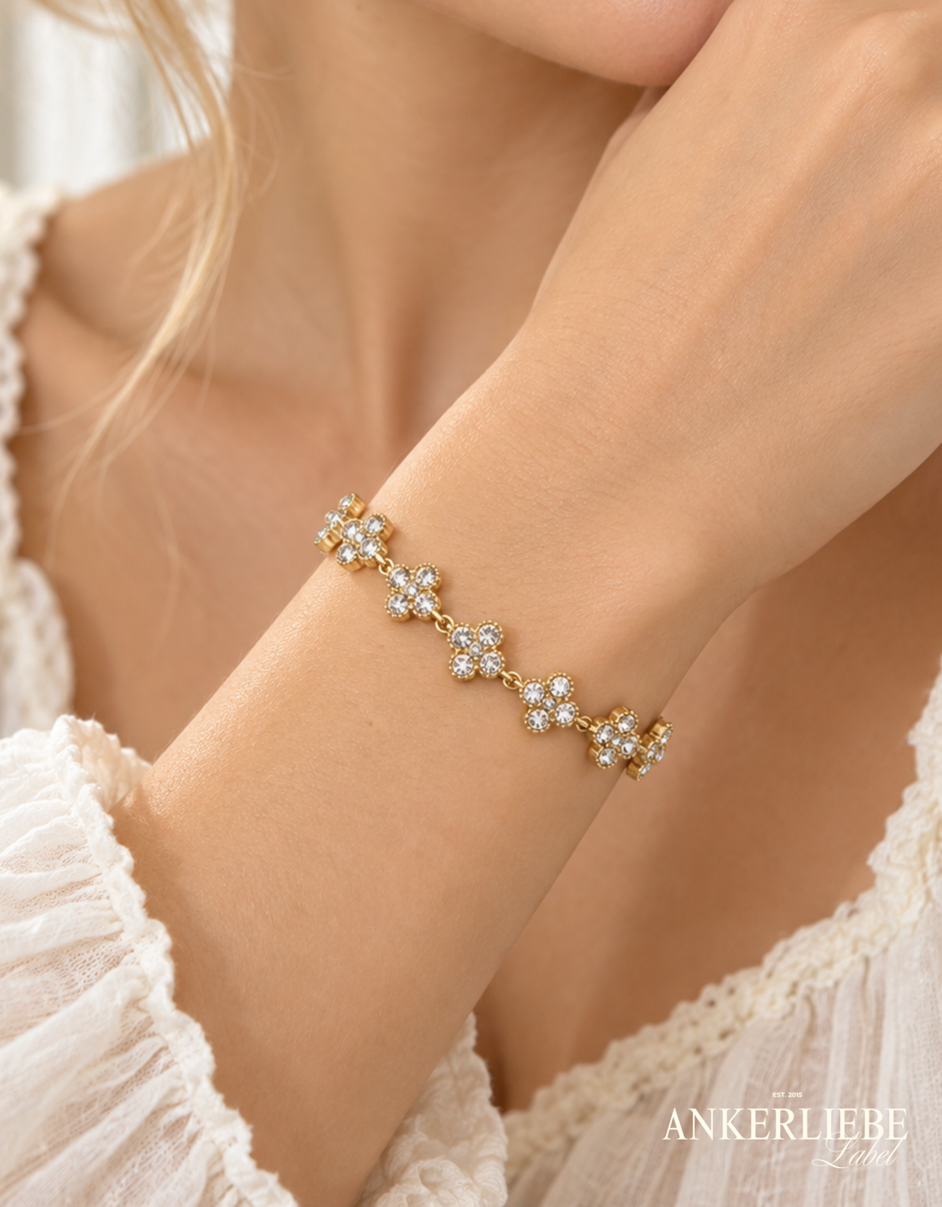 zirkonia kleeblatt design | armband